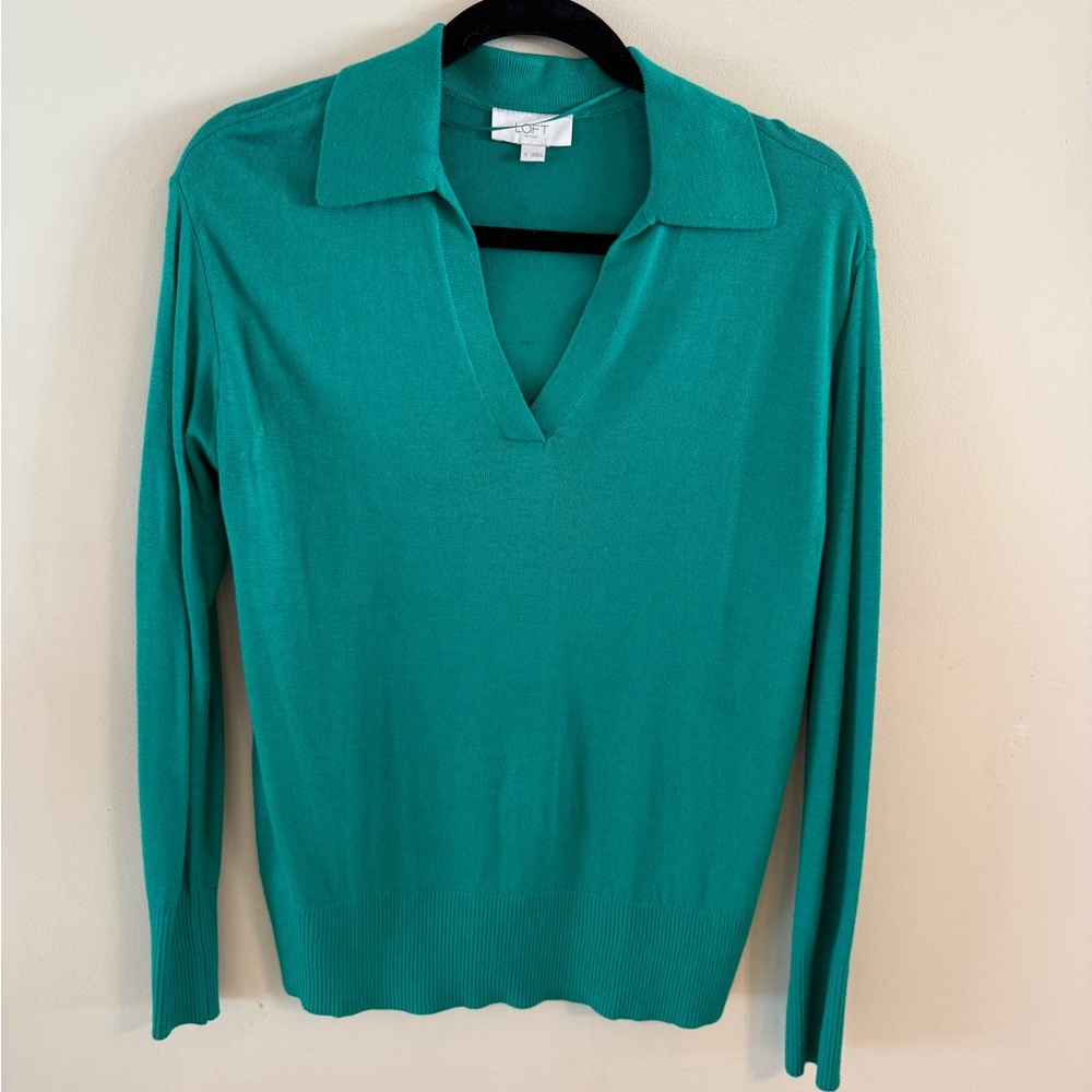 LOFT Teal V-Neck Sweater